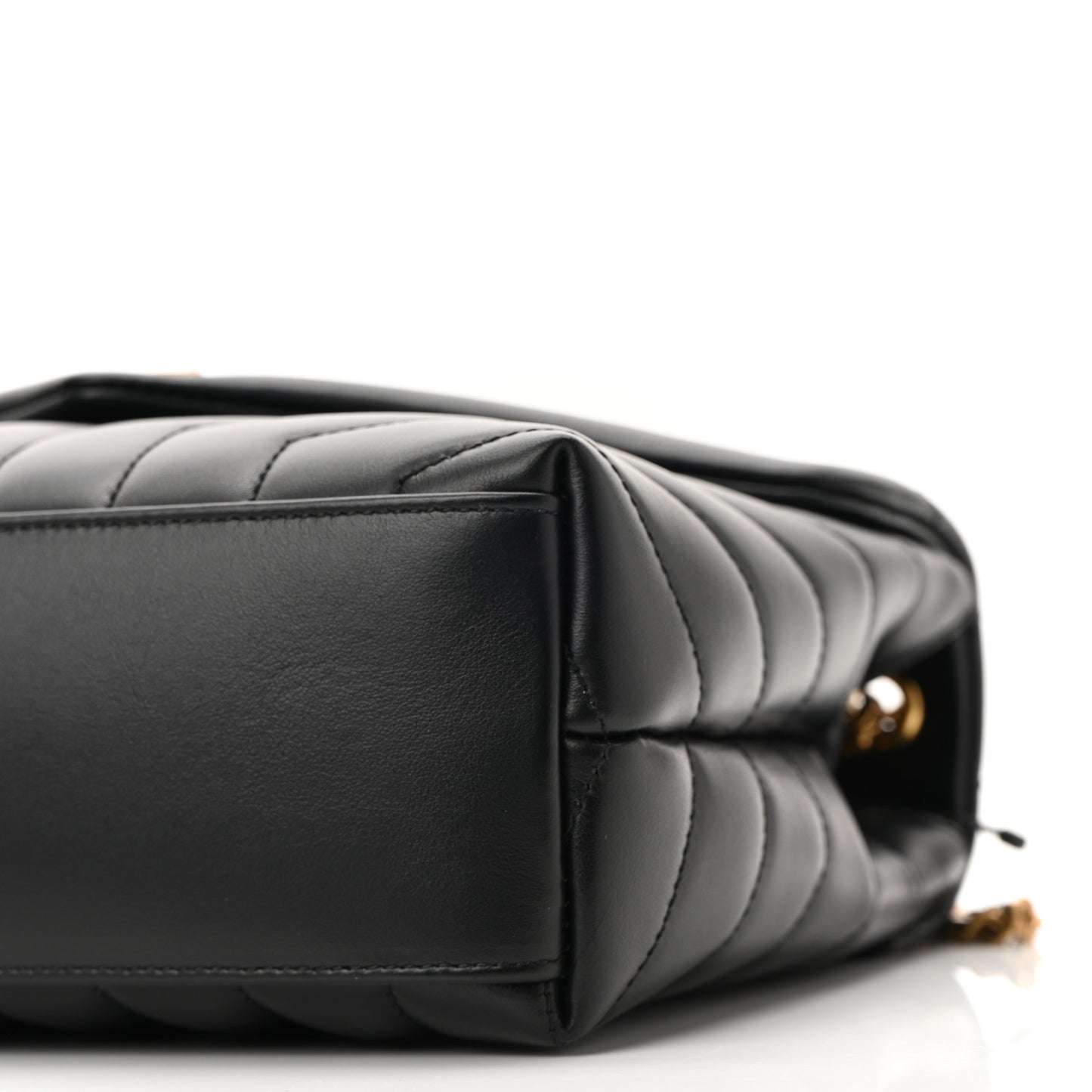 Calfskin Y Quilted Monogram Small Loulou Chain Satchel Black