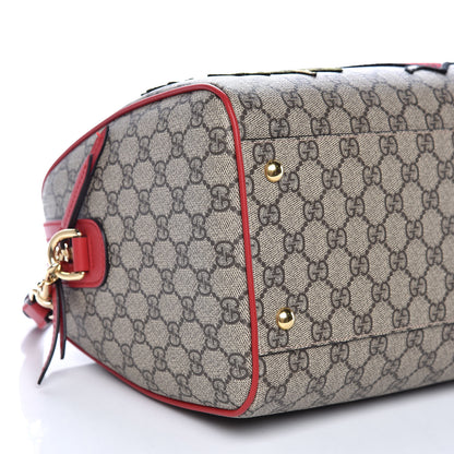 Gucci GG Supreme Monogram Kingsnake Heart Embroidered Medium Boston Hibiscus Red 5 of 10