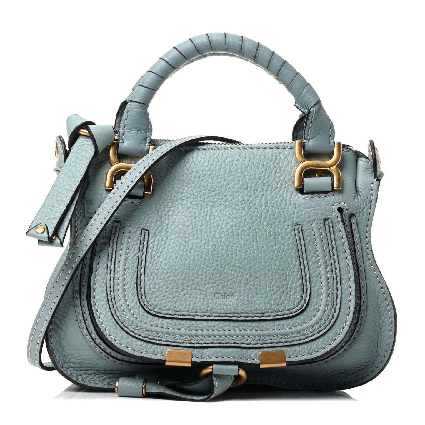 Calfskin Mini Marcie Satchel Mint Blue