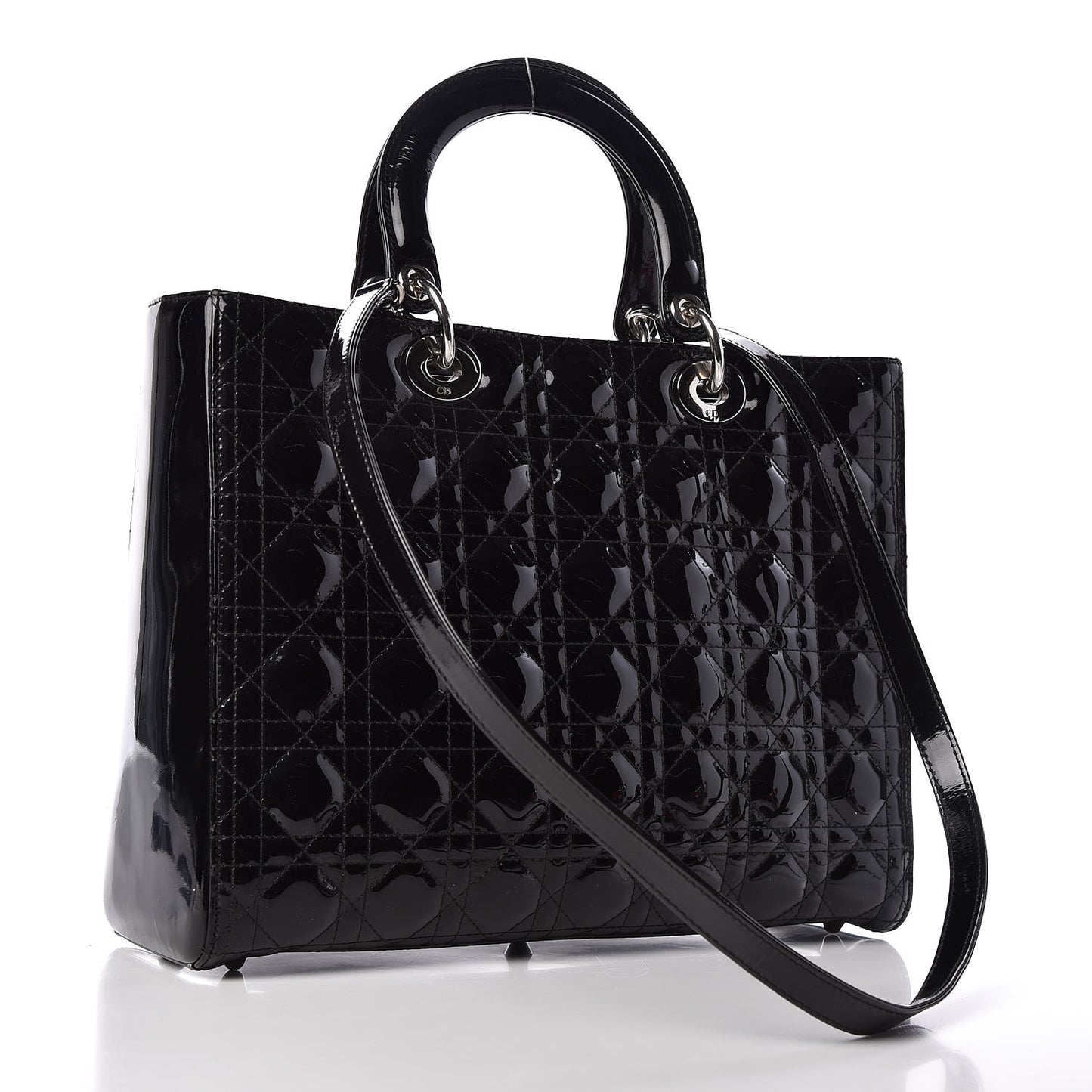 Patent Cannage Large Lady Dior Black
