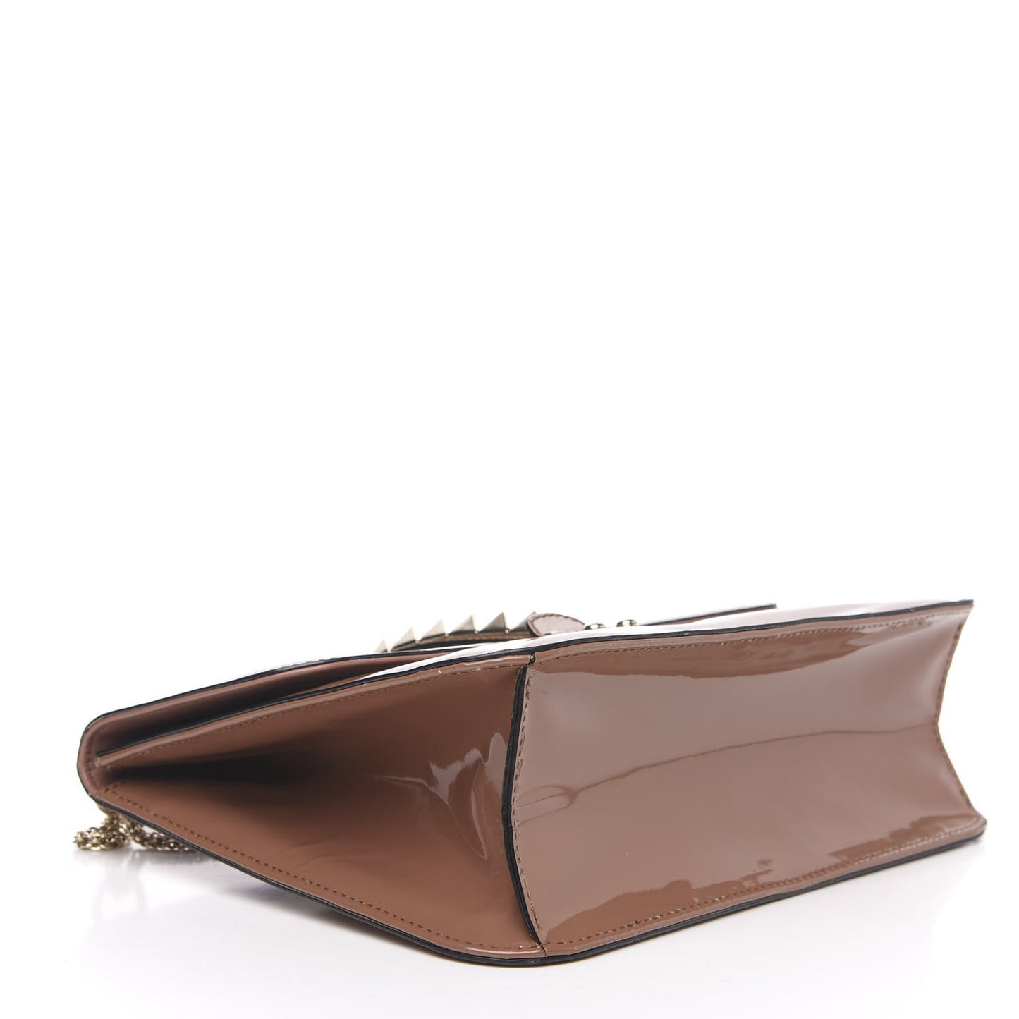Patent Large Glam Lock Rockstud Flap Dark Blush
