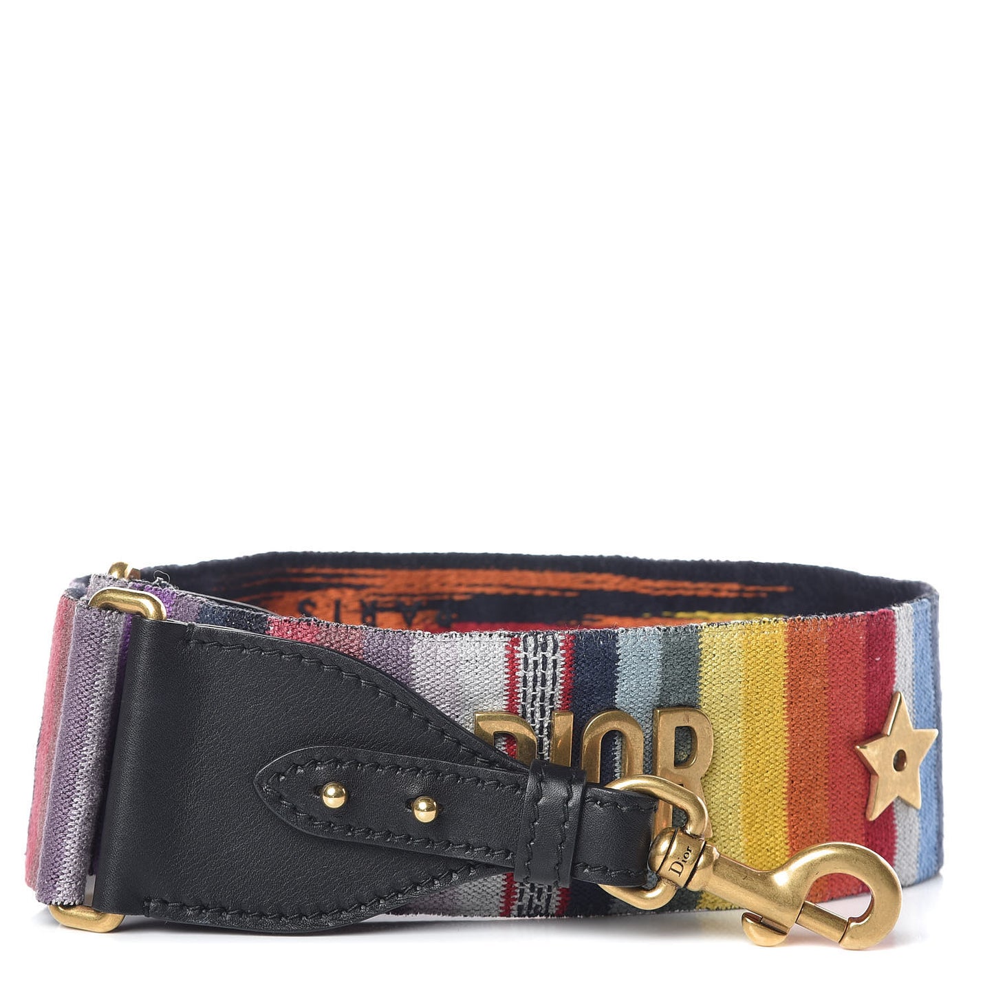 Canvas Embroidered Studded Rainbow J’Adior Shoulder Strap