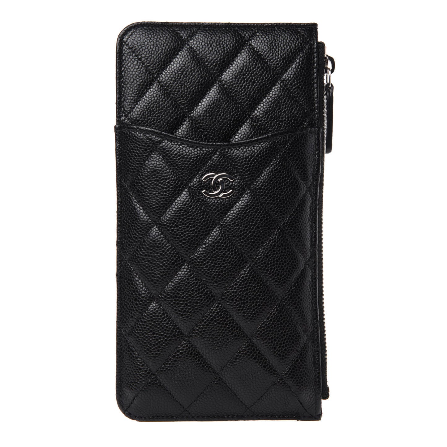 Caviar Quilted Classic Flat Wallet Pouch Black
