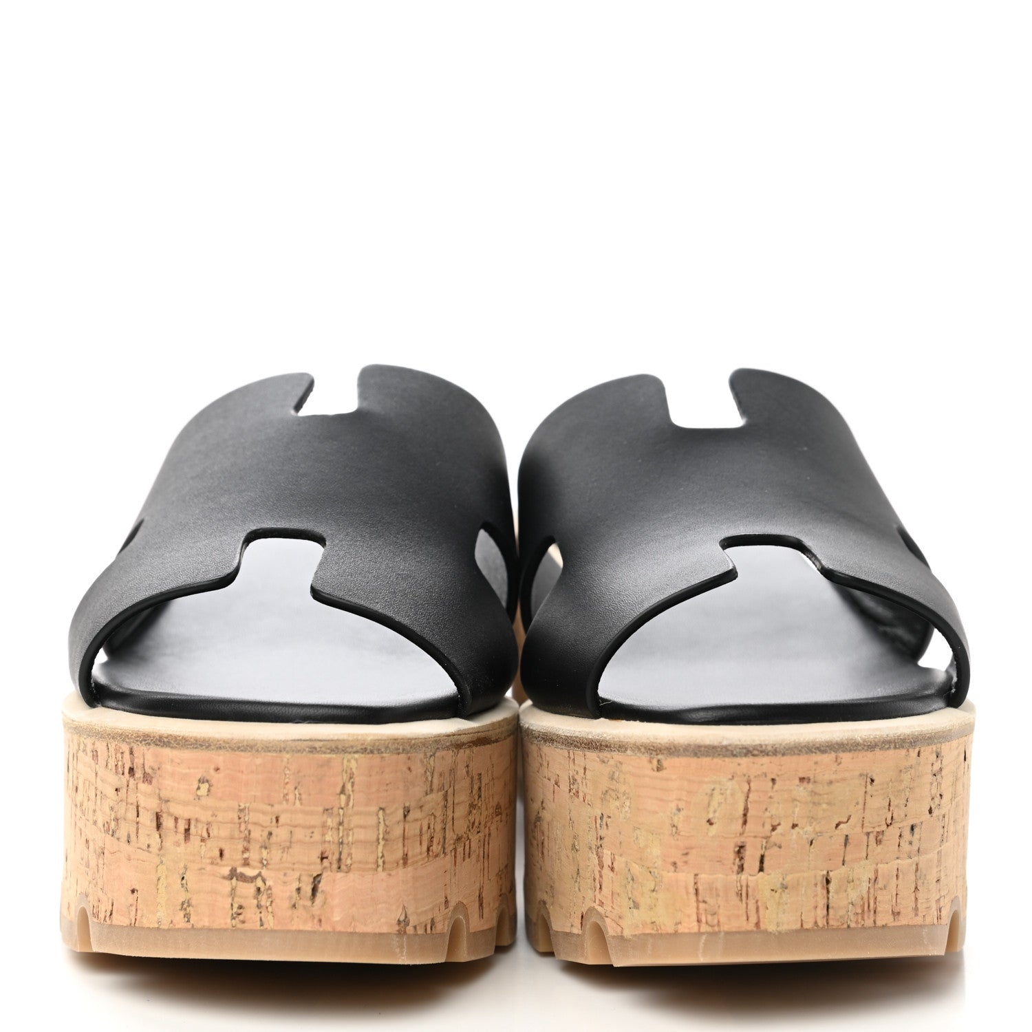 Hermes Calfskin Cork Eze 30 Sandals 36 Black 2 of 9