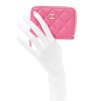 Chanel Caviar Quilted Zip Coin Purse Pink 2 of 8