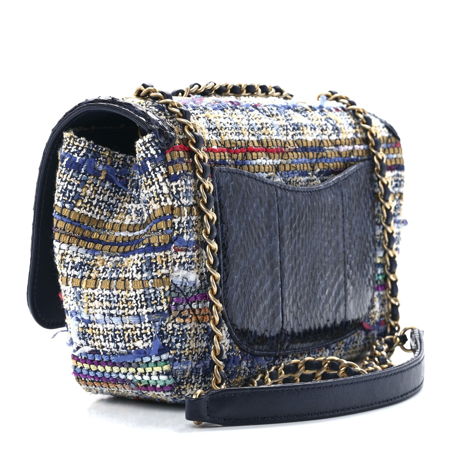 Chanel Tweed Snakeskin Quilted Small CC Filigree Flap Multicolor 3 of 12