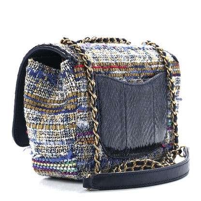 Chanel Tweed Snakeskin Quilted Small CC Filigree Flap Multicolor 3 of 12