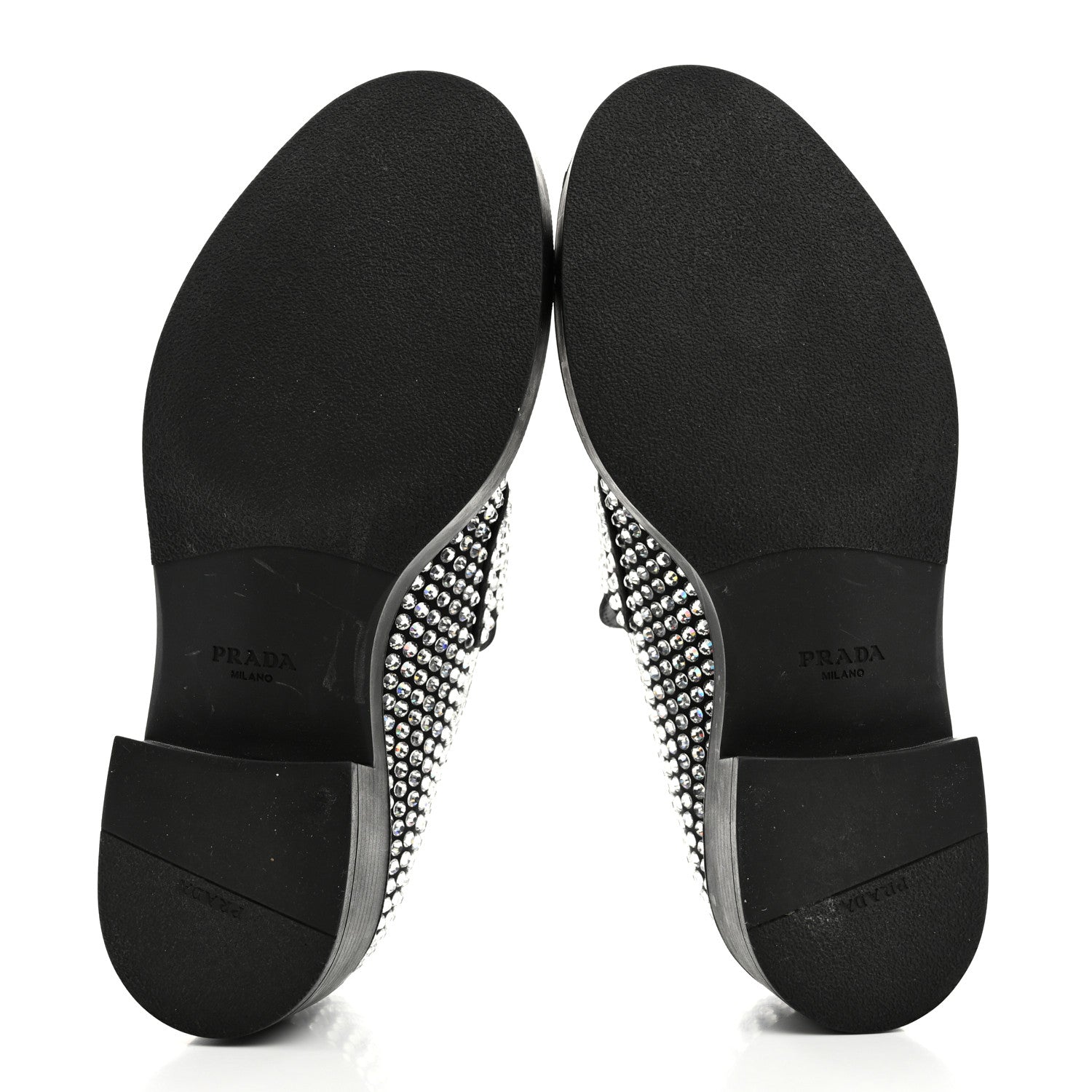 Prada Satin Crystal Metal Triangle Logo 50mm Loafers 38 Cristal 5 of 9