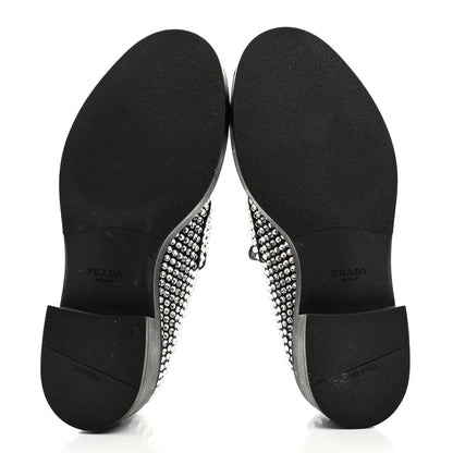 Prada Satin Crystal Metal Triangle Logo 50mm Loafers 38 Cristal 5 of 9