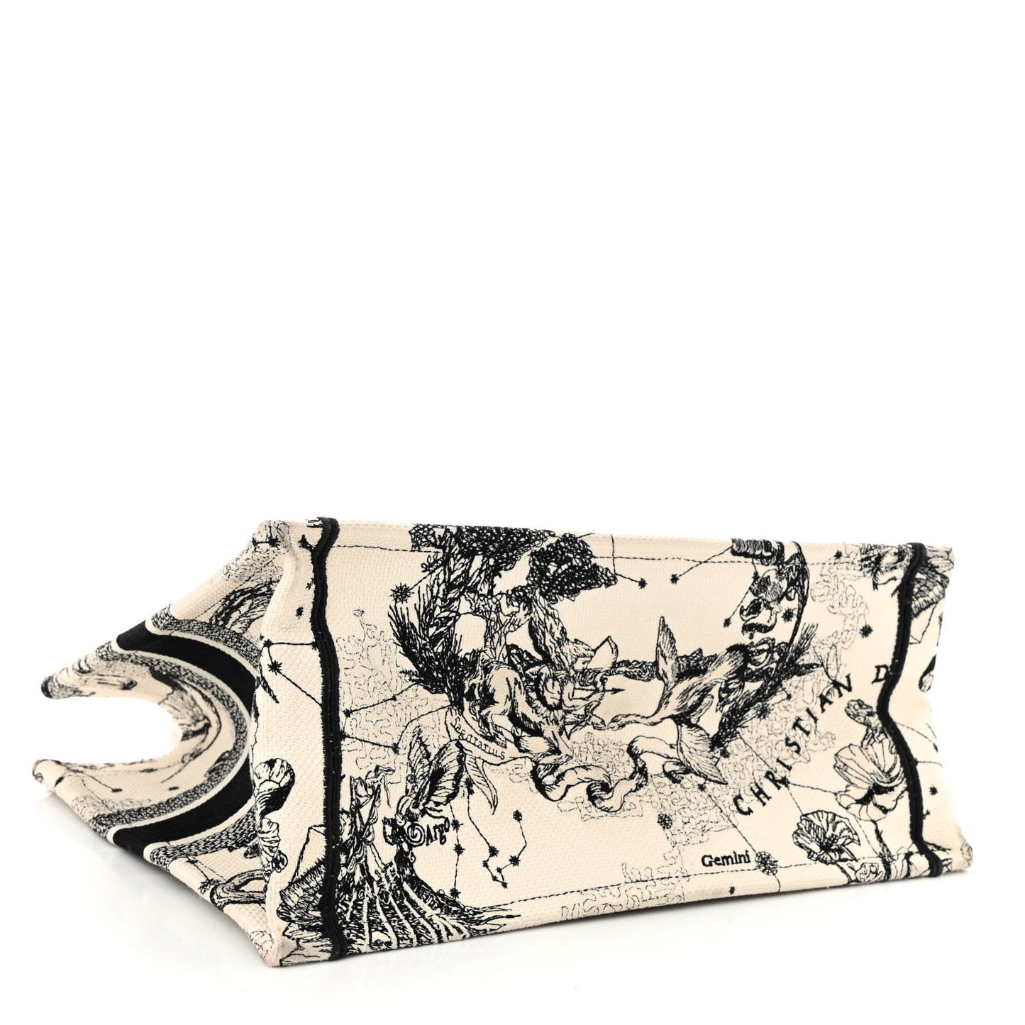 Canvas Zodiac Toile De Jouy Embroidered Medium Book Tote Latte