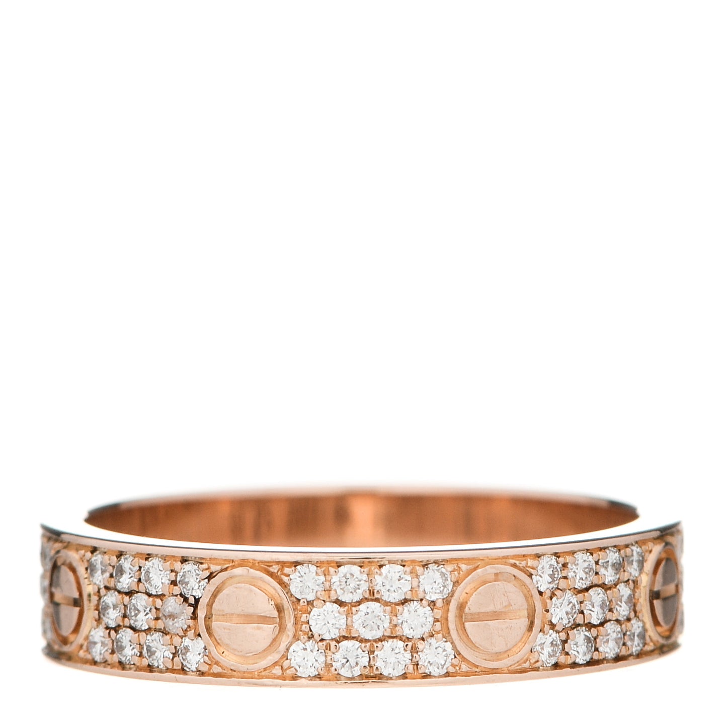 18K Pink Gold Diamond 4mm LOVE Wedding Paved Band Ring 50 5.25