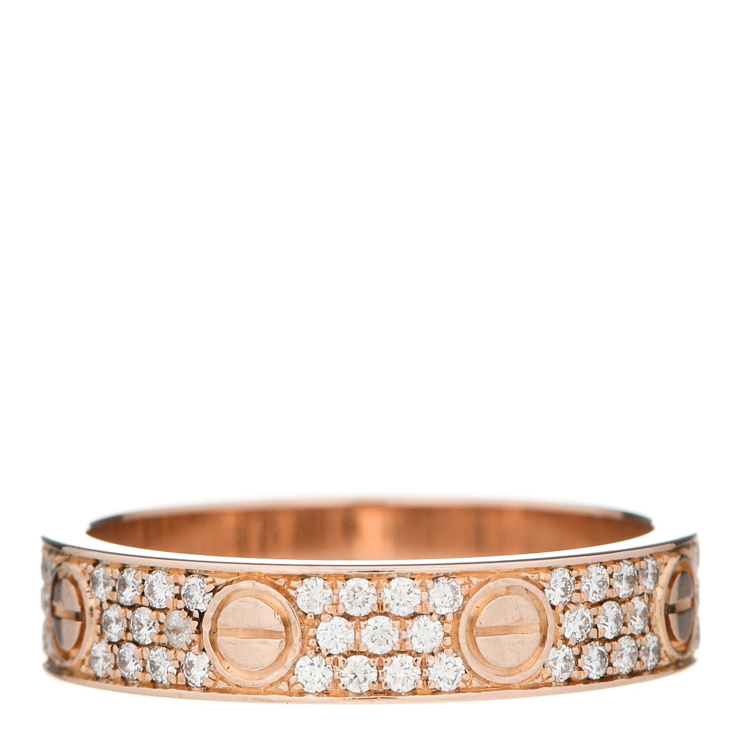 Cartier 18K Pink Gold Diamond 4mm LOVE Wedding Paved Band Ring 50 5.25 3 of 6