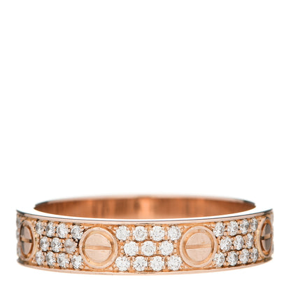 Cartier 18K Pink Gold Diamond 4mm LOVE Wedding Paved Band Ring 50 5.25 3 of 6