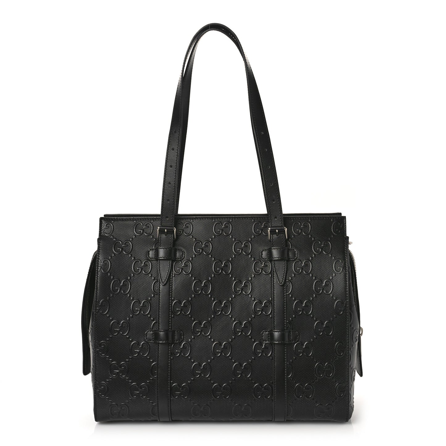 Calfskin GG Tennis Embossed Tote Bag Black