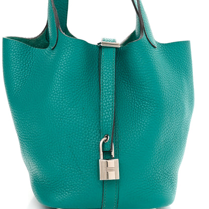 Hermes Taurillon Clemence Picotin Lock 18 PM Turquoise 7 of 13