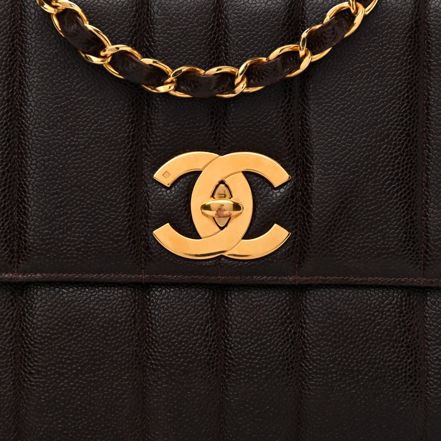 Chanel Caviar Vertical Quilted Jumbo Single Flap Brown 9 of 12
