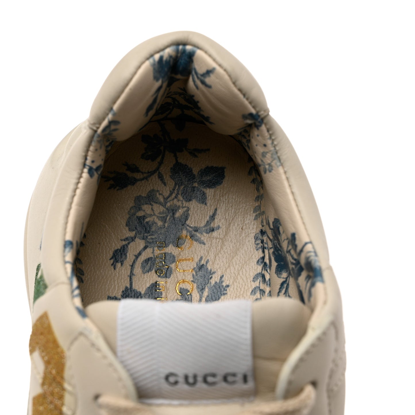 Calfskin Glitter Game Logo Womens Rhyton Sneakers 37 Mystic White