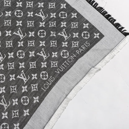 Louis Vuitton Wool Silk Monogram Denim Shawl Black 2 of 3
