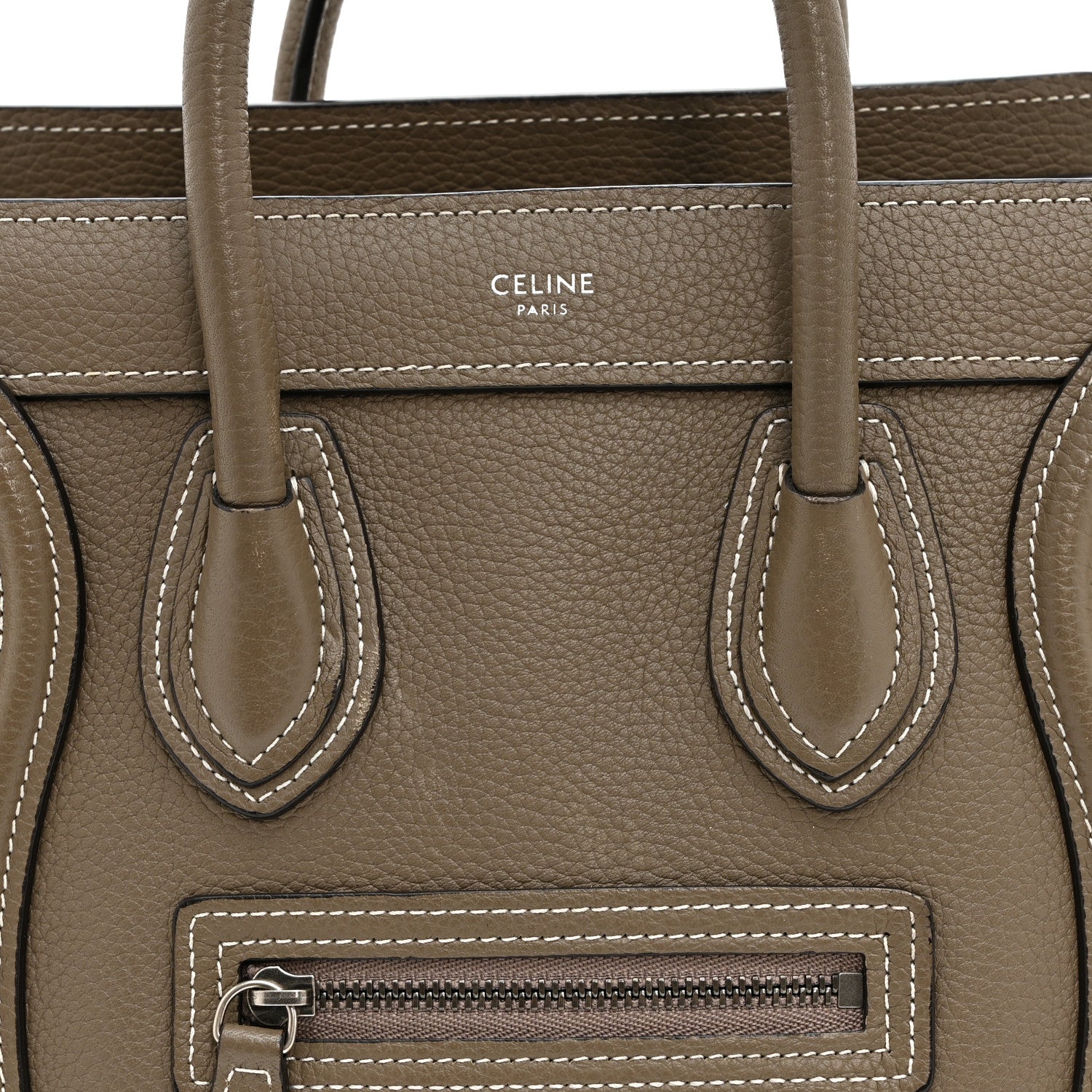 Celine Drummed Calfskin Nano Luggage Souris 9 of 11