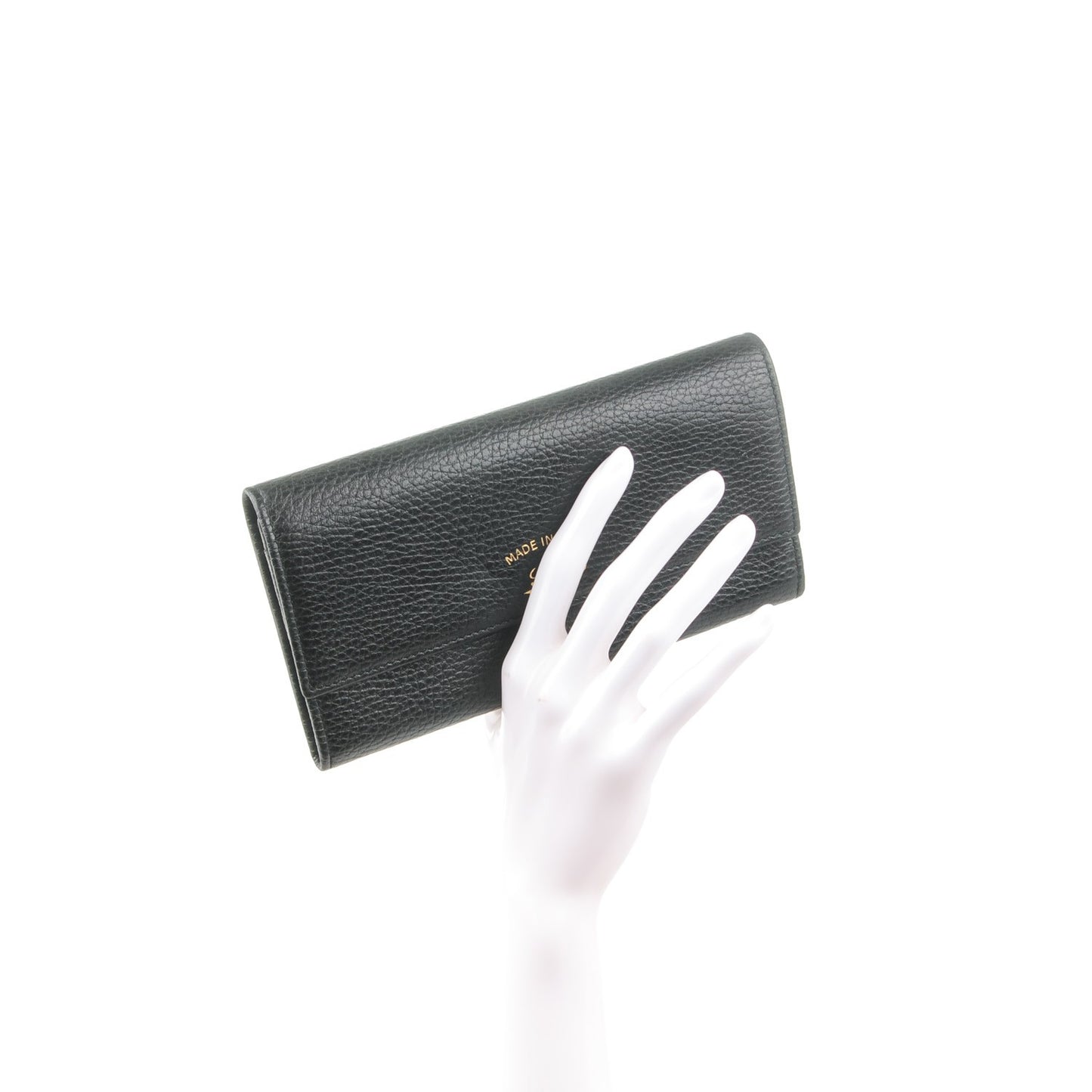Dollar Calfskin Swing Continental Wallet Black