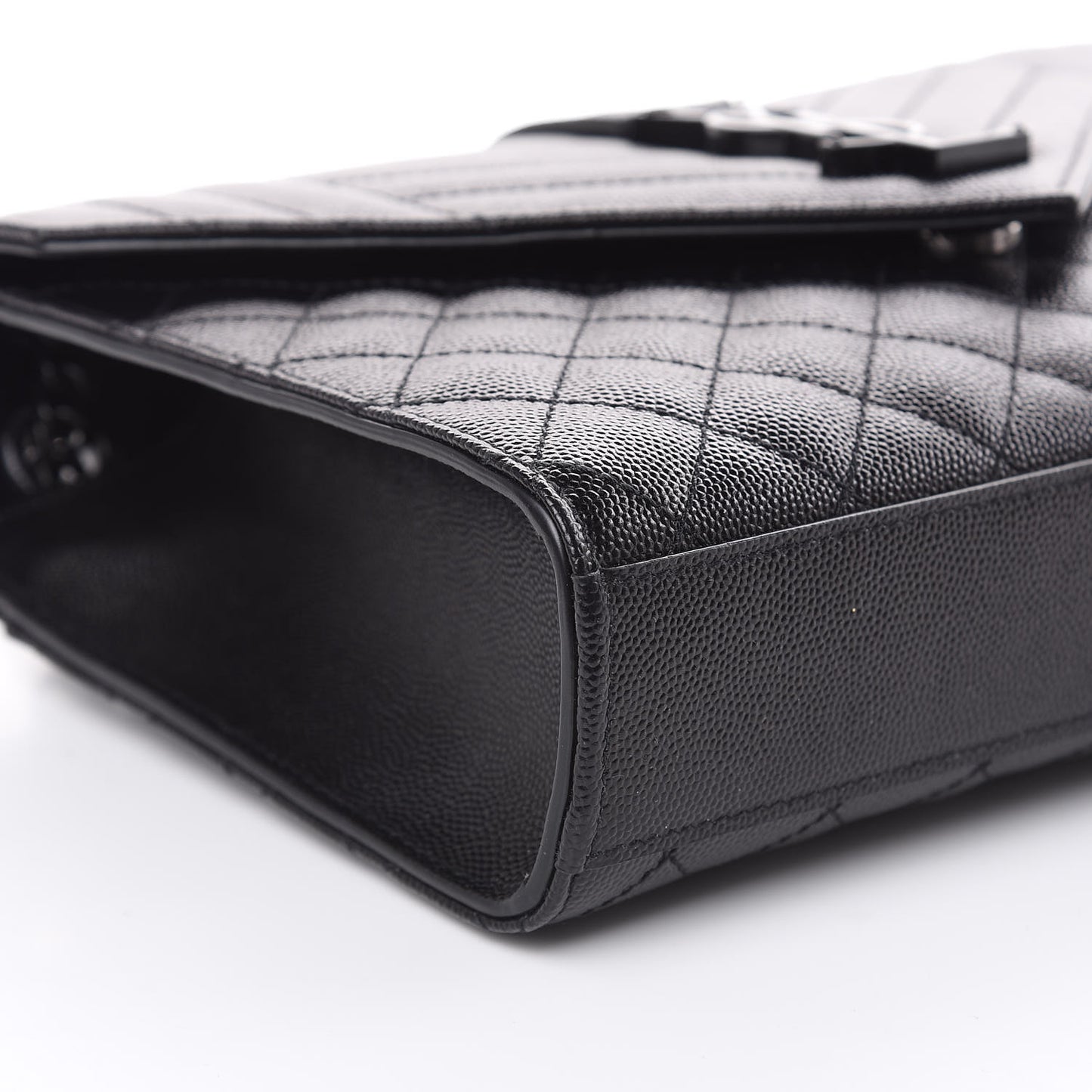 Grain De Poudre Textured Mixed Matelasse Triquilt Medium Monogram Satchel Black