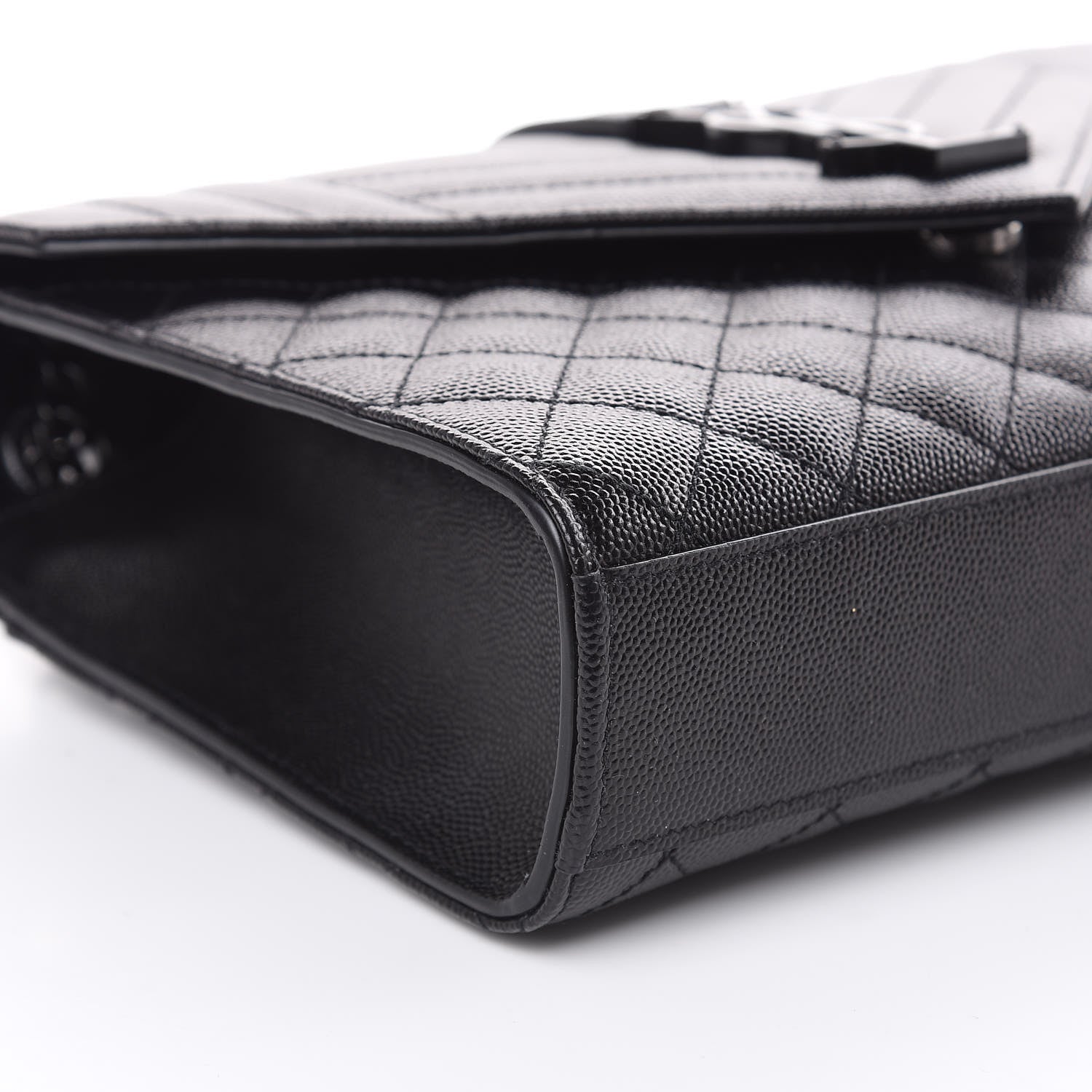 Saint Laurent Grain De Poudre Textured Mixed Matelasse Triquilt Medium Monogram Satchel Black 8 of 9