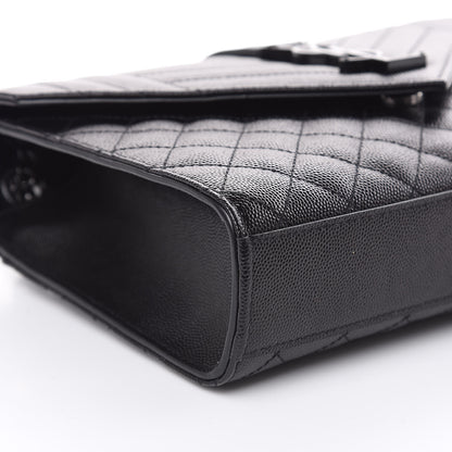 Saint Laurent Grain De Poudre Textured Mixed Matelasse Triquilt Medium Monogram Satchel Black 8 of 9