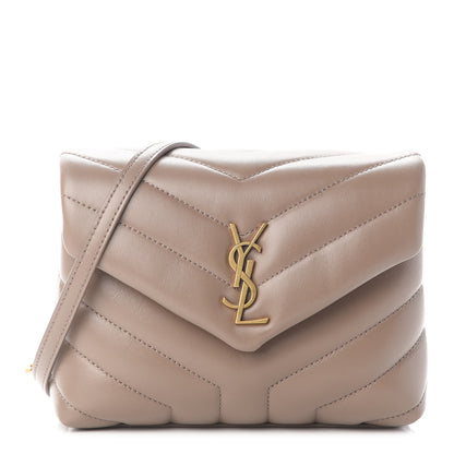 Saint Laurent Calfskin Y Quilted Monogram Toy Loulou Crossbody Bag Dark Beige 1 of 8
