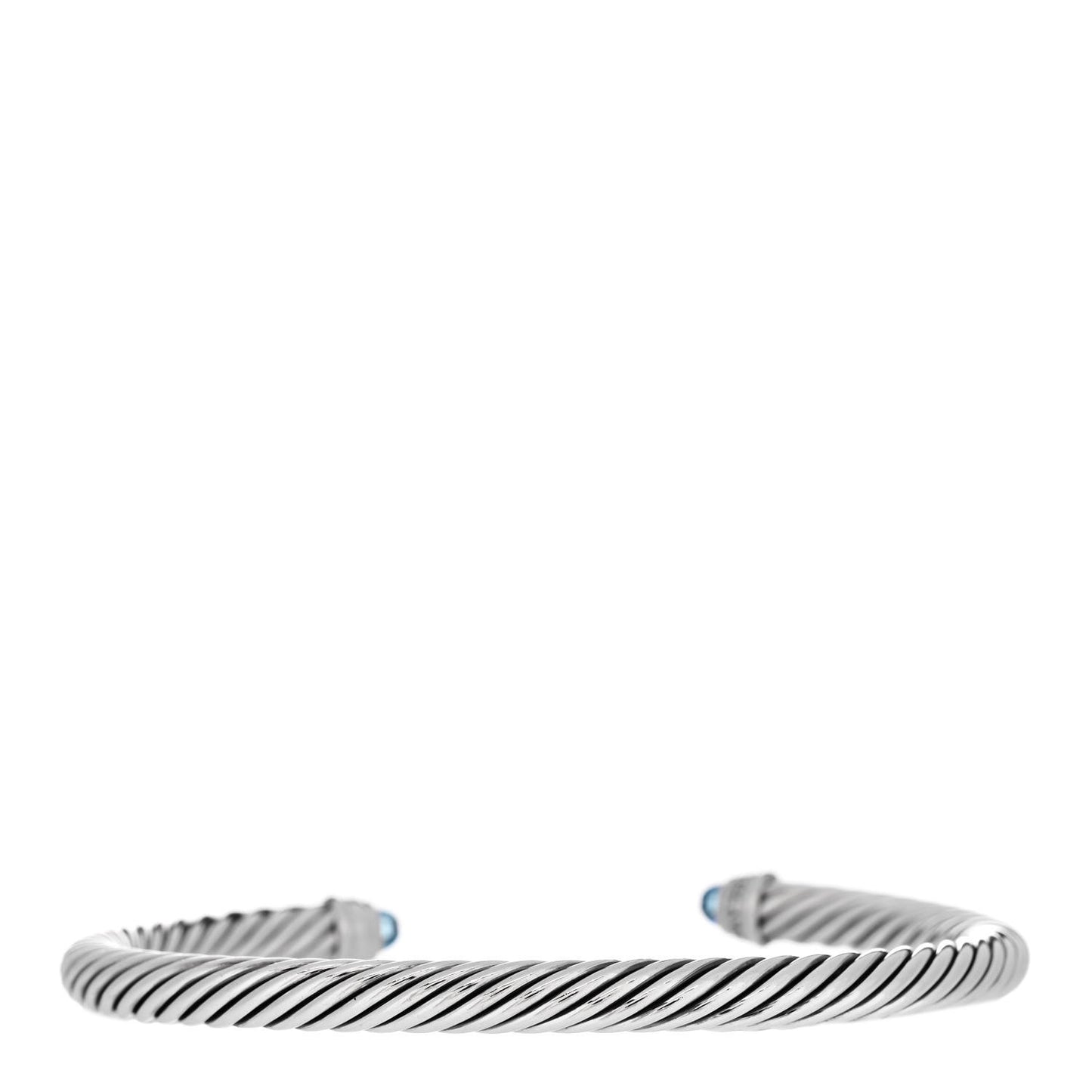 Sterling Silver Diamond Blue Topaz 5mm Cable Classics Bracelet