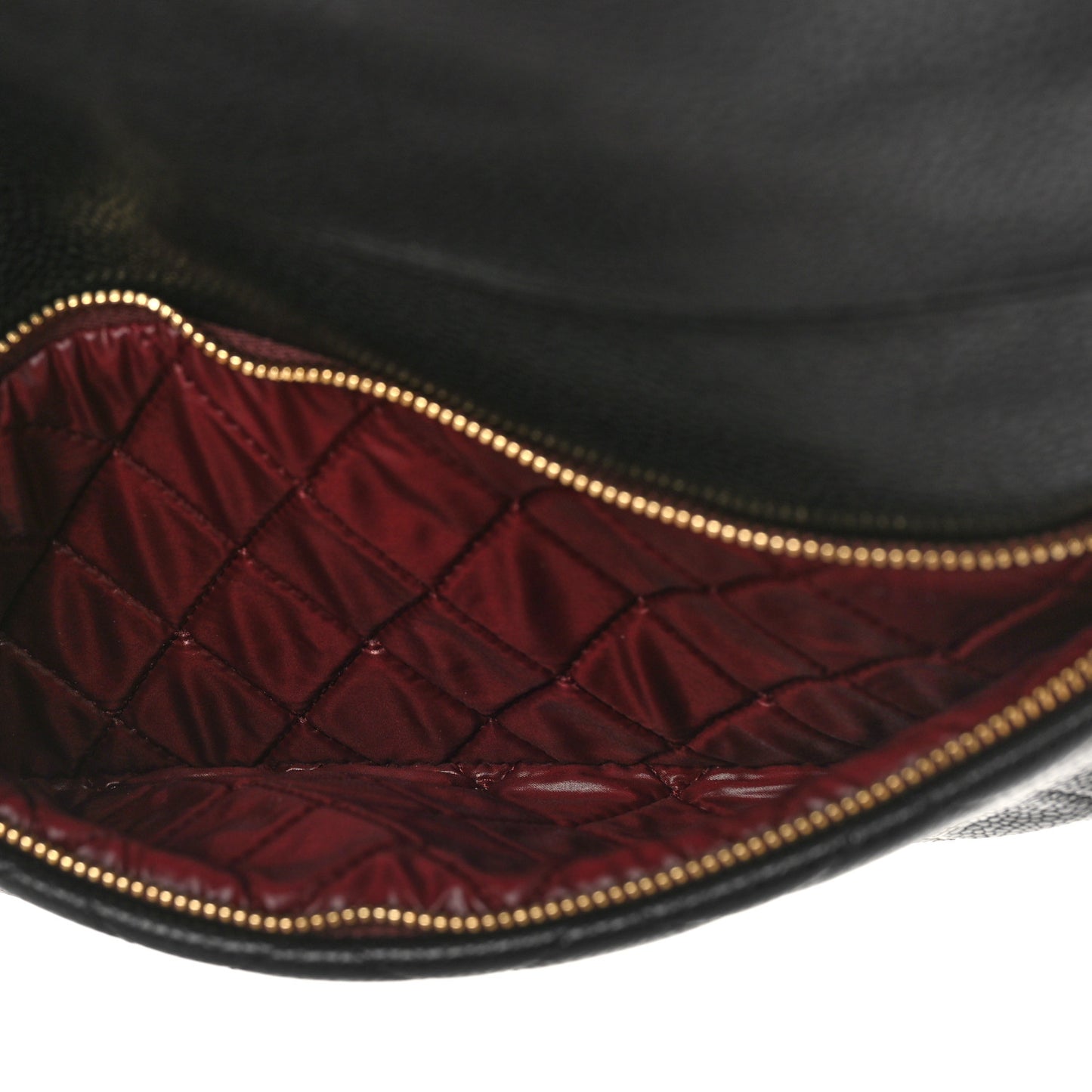 Caviar Quilted CC Beauty Clutch Black