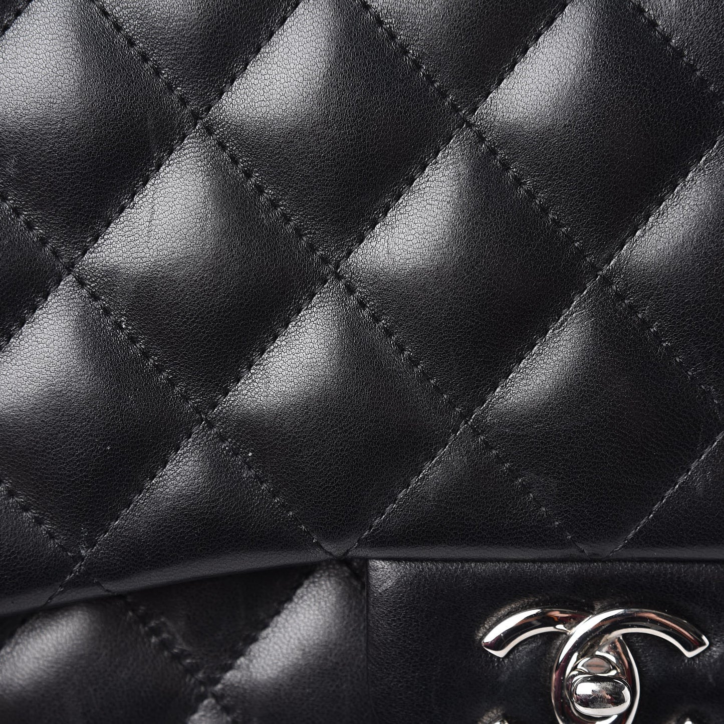 Lambskin Quilted Jumbo Double Flap Black