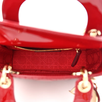 Christian Dior Patent Cannage Mini Lady Dior Red 5 of 11