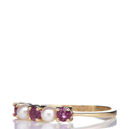Tiffany 18K Yellow Gold Ruby Pearl Ring 49 5 3 of 5
