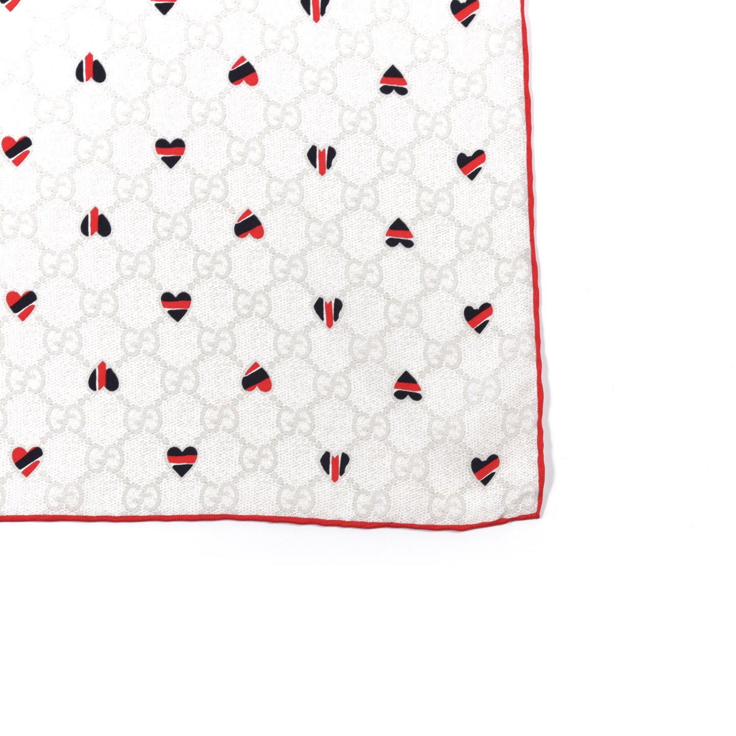 Silk Monogram Heart Square Scarf White