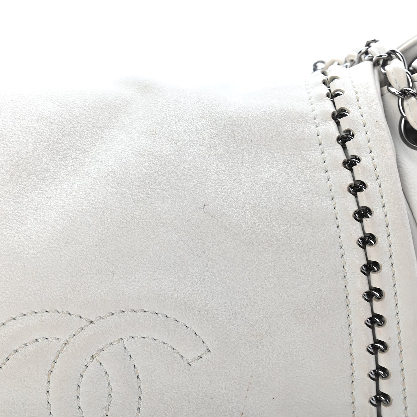 Smooth Calfskin Luxe Ligne Flap White