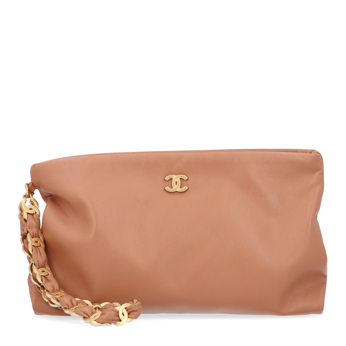 Chanel Lambskin Medium CC Pouch With Handle Brown 1 of 10
