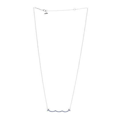 Tiffany 18K White Gold Blue Sapphire Wave Pendant Necklace 3 of 5
