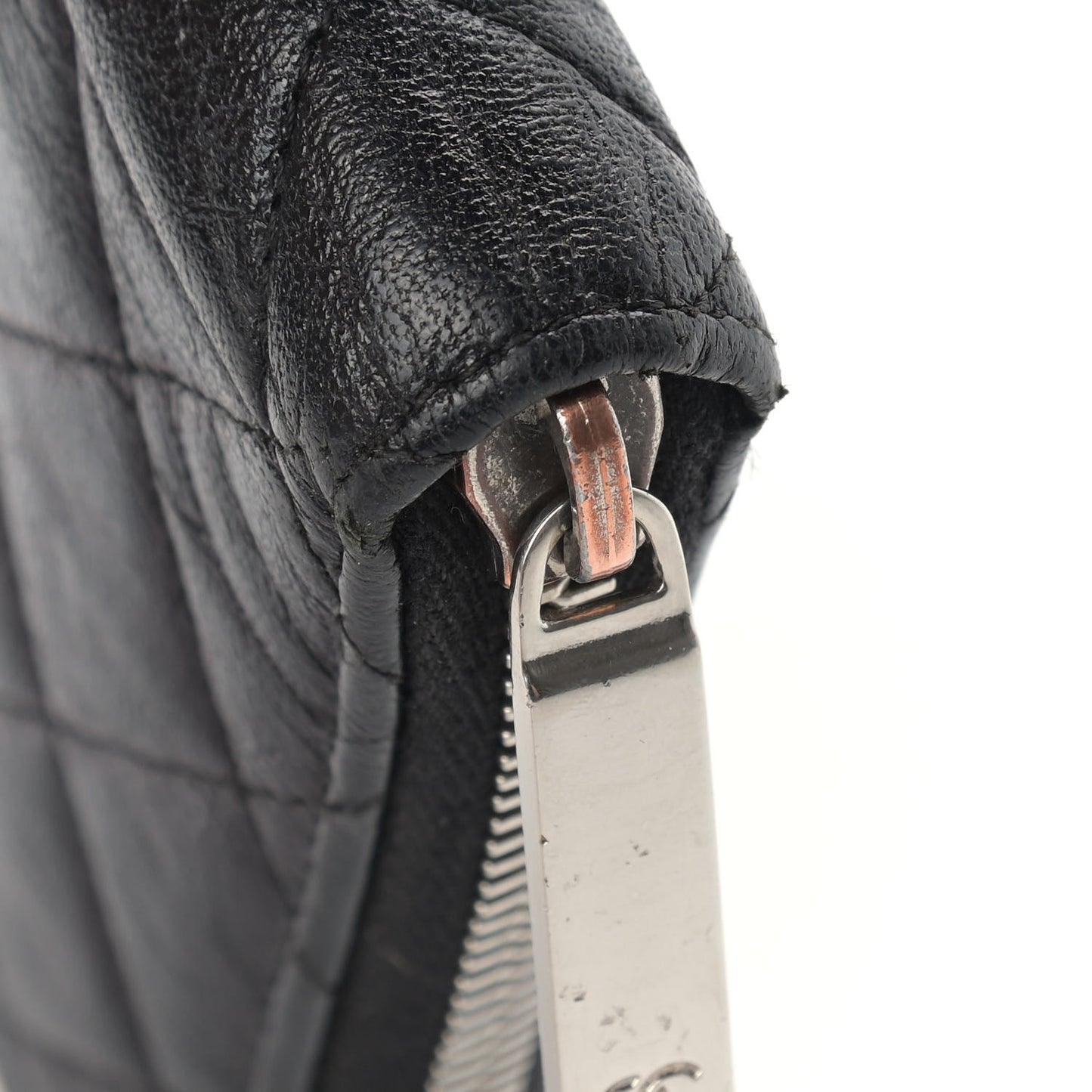 Calfskin Quilted Large Zip Around Organizer Wallet Black