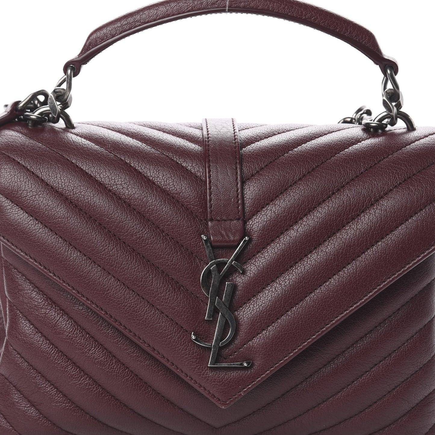 Sheepskin Matelasse Chevron Monogram Medium College Bag Rouge Legion