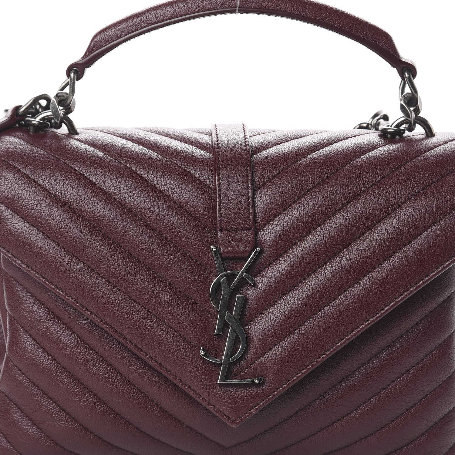 Saint Laurent Sheepskin Matelasse Chevron Monogram Medium College Bag Rouge Legion 9 of 9