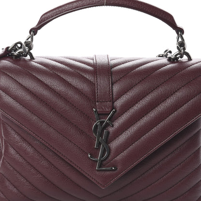 Saint Laurent Sheepskin Matelasse Chevron Monogram Medium College Bag Rouge Legion 9 of 9