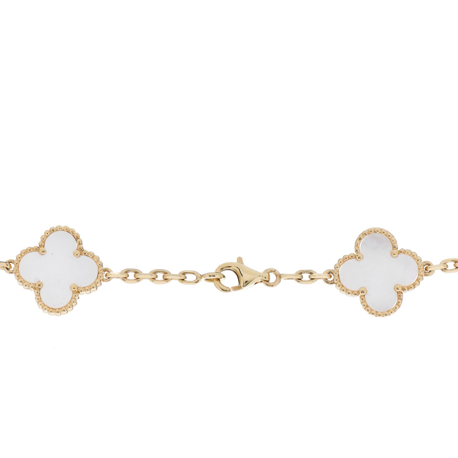 Van Cleef & Arpels 18K Yellow Gold Mother of Pearl 20 Motifs Vintage Alhambra Necklace 4 of 6