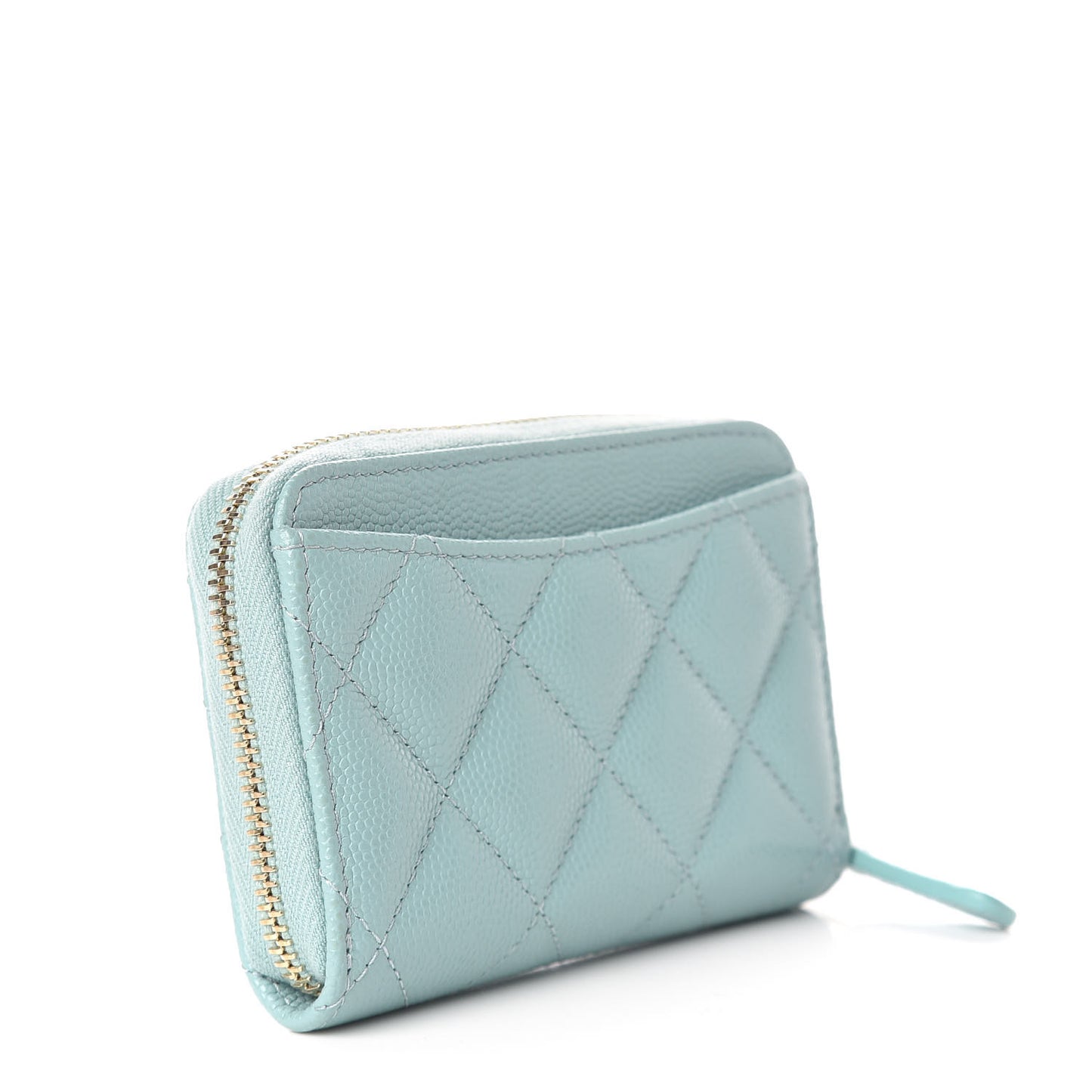 Caviar Quilted Zip Coin Purse Light Blue