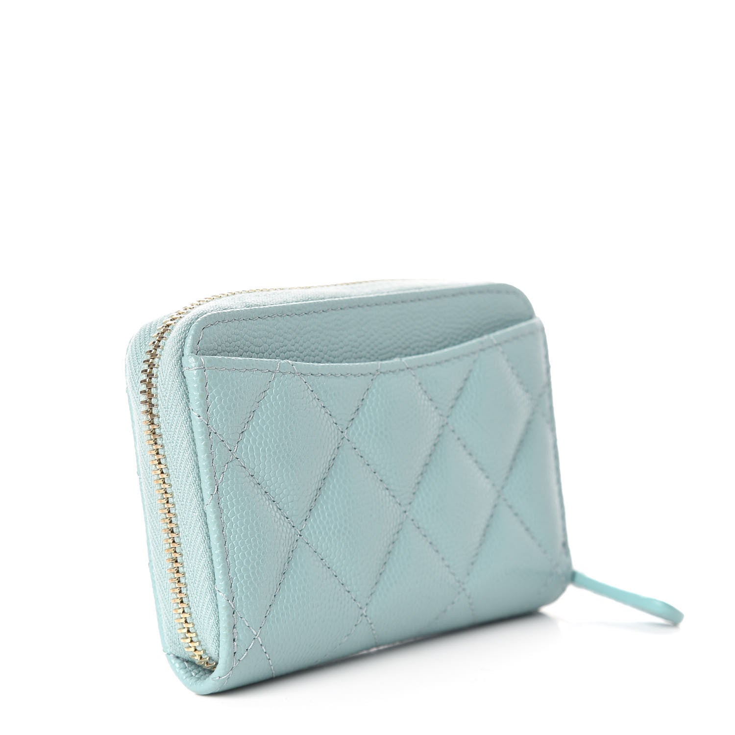 Chanel Caviar Quilted Zip Coin Purse Light Blue 2 of 10