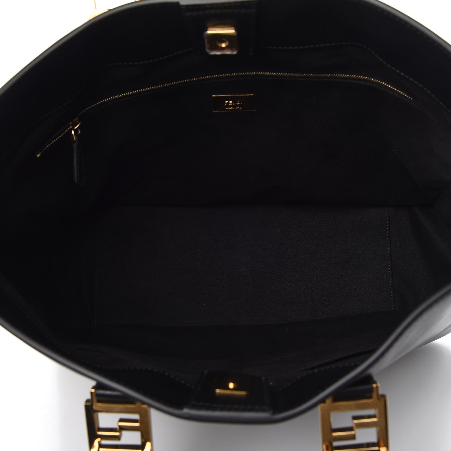 Fendi Vitello Glacier Medium FF Tote Black 6 of 11