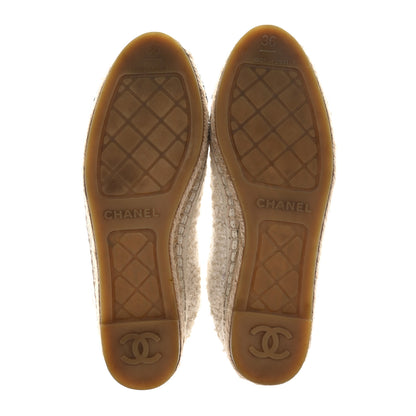 Chanel Tweed Grosgrain CC Espadrilles 36 White Black 5 of 10