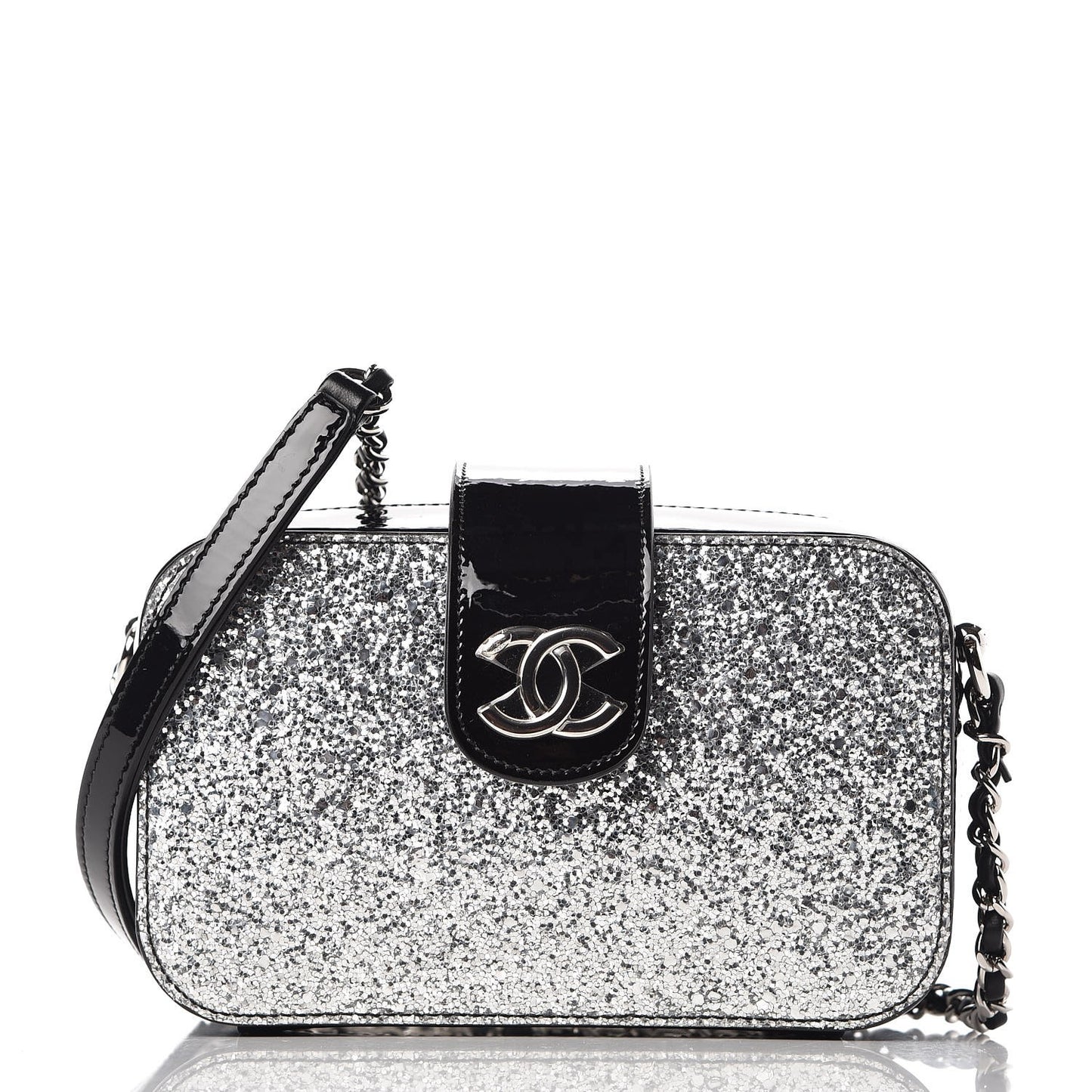 Glitter Patent Camera Case Silver