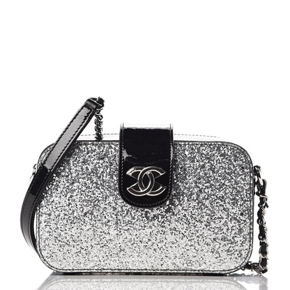 Chanel Glitter Patent Camera Case Silver 1 of 8