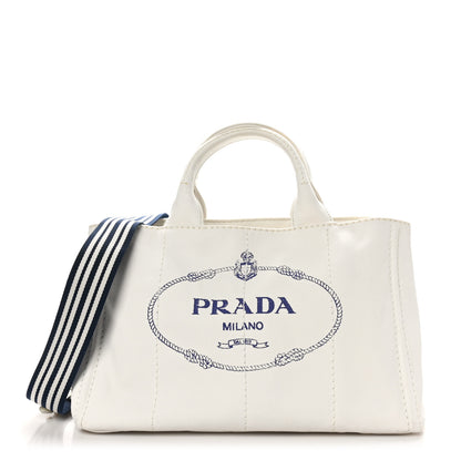 Prada Canapa Logo Tote White Blue 1 of 9