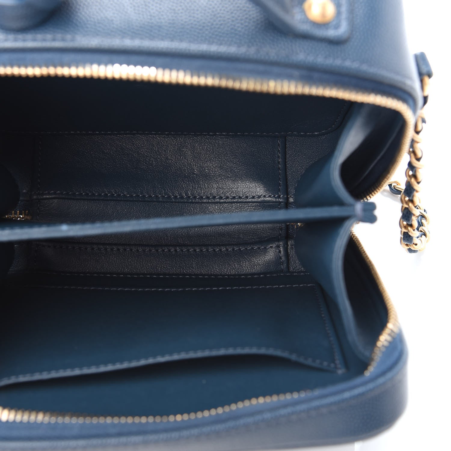 Chanel Caviar Quilted Small CC Filigree Vanity Case Dark Blue 5 of 9